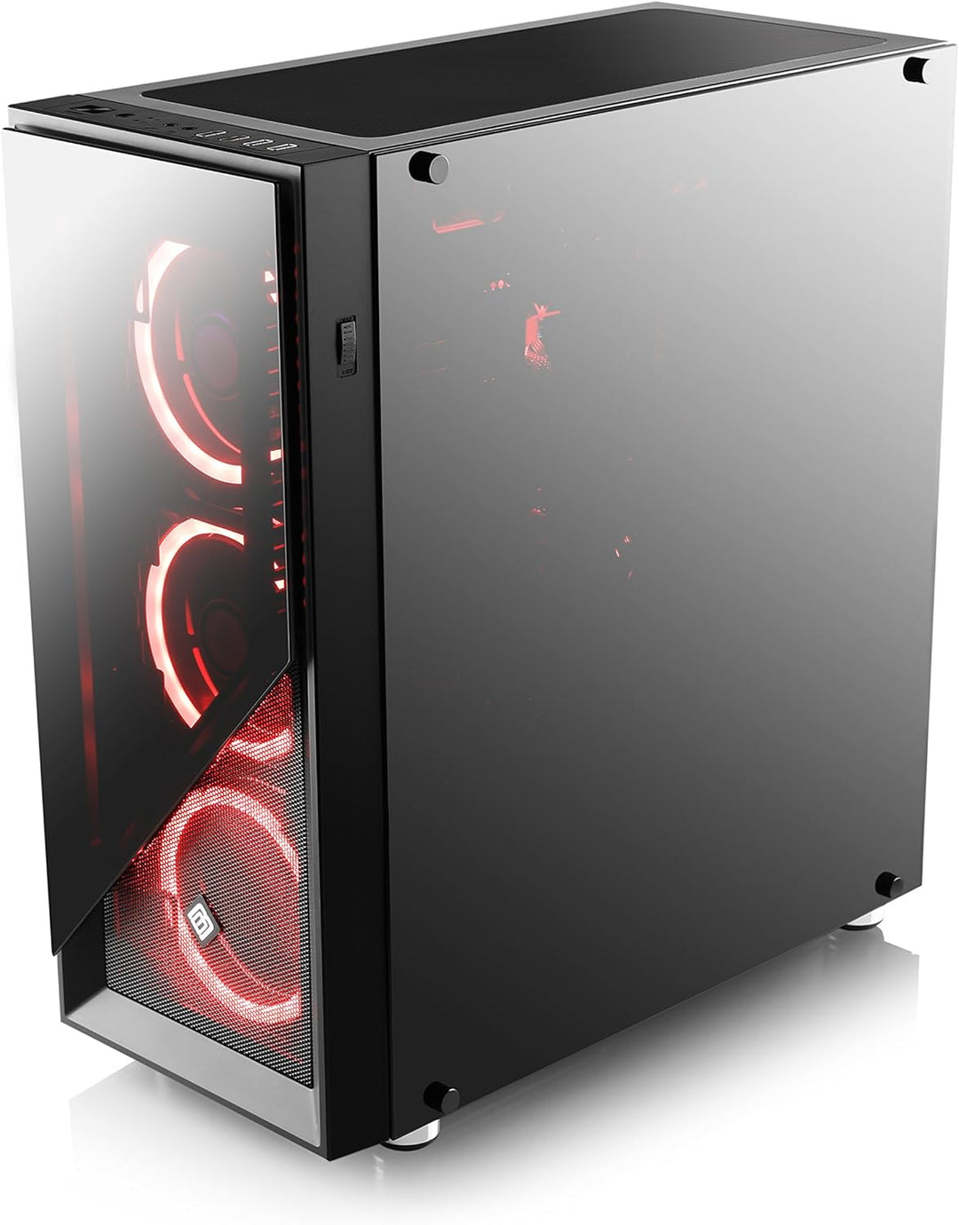 Gaming PC-Gehäuse Argo - Midi-Tower, RGB Beleuchtung (inkl. Steuerung), Glas-Seitenteil, Glas-Front,