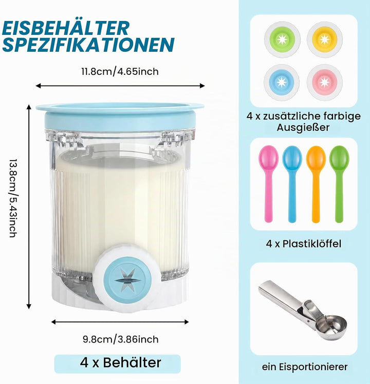 4 Stück für Ninja Swirl Creami Behälter, Eisbehälter für Speiseeis, mit Ersatz für Ninja Creami Delu