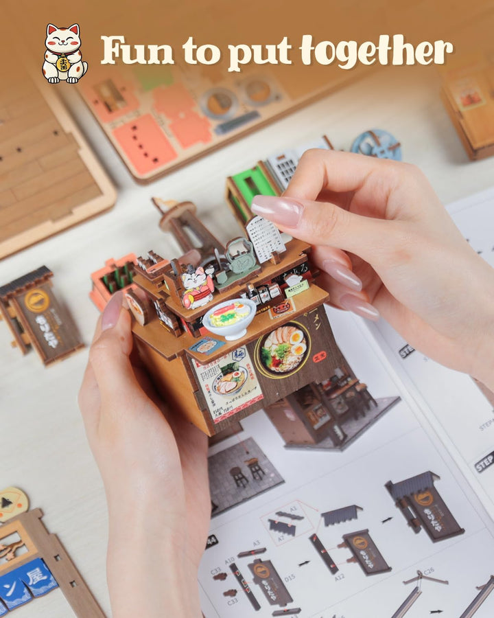 CUTEBEE Book Nook Kit – DIY Puppenhaus Häuser, Miniatur Haus Selber Bauen für Erwachsene mit LED-Bel