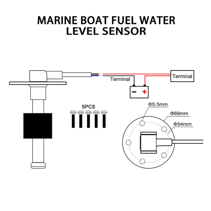 Geloo Kraftstoffstandssensor, Marine-Boot-Kraftstoffsender Auto-Kraftstoffstandssensor 316 Edelstahl