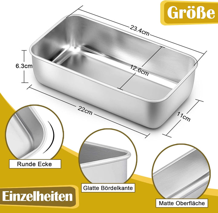 HaWare Kastenform, Edelstahl Brotbackform Toastbrot 2er Set, Rechteckig Brotform Backform Kastenback