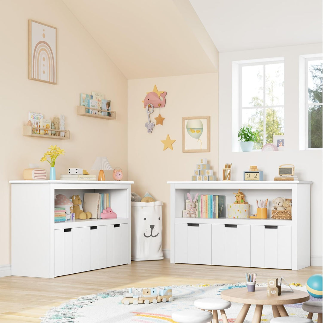 FOREHILL Kinderregal mit Boxen auf Rollen, Spielzeug Aufbewahrung Kinderzimmer Möbel, Spielzeugregal