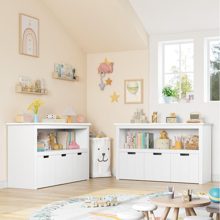 FOREHILL Kinderregal mit Boxen auf Rollen, Spielzeug Aufbewahrung Kinderzimmer Möbel, Spielzeugregal