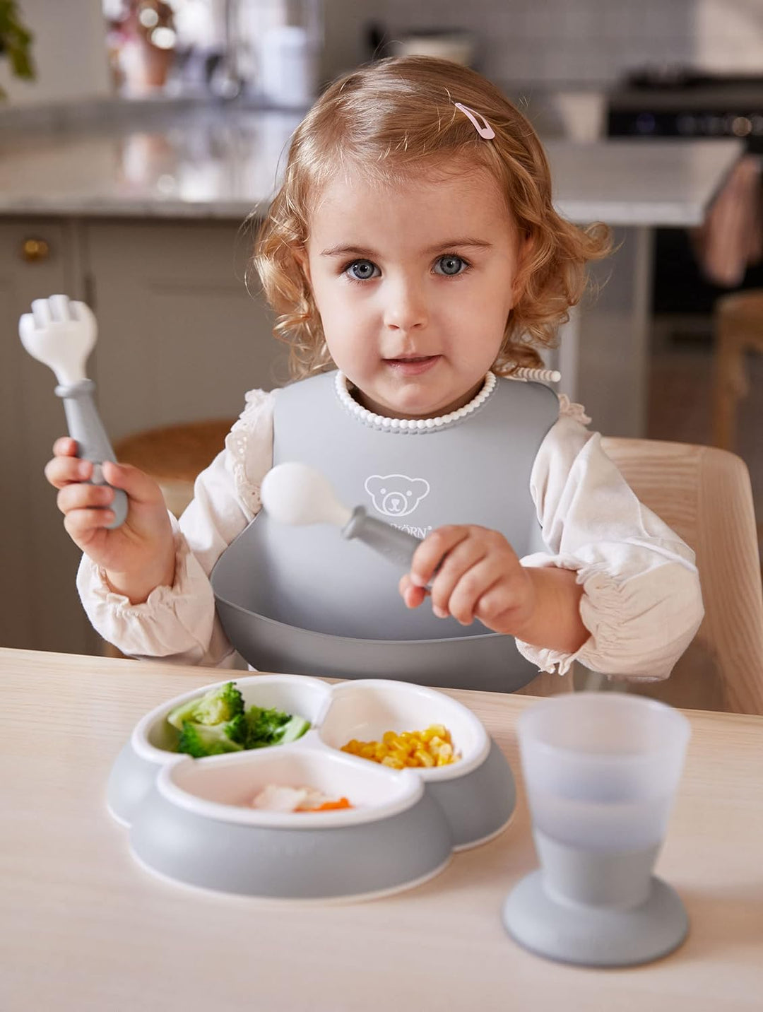 BabyBjörn Kindergeschirr, 8-teilig, Grau, Grau