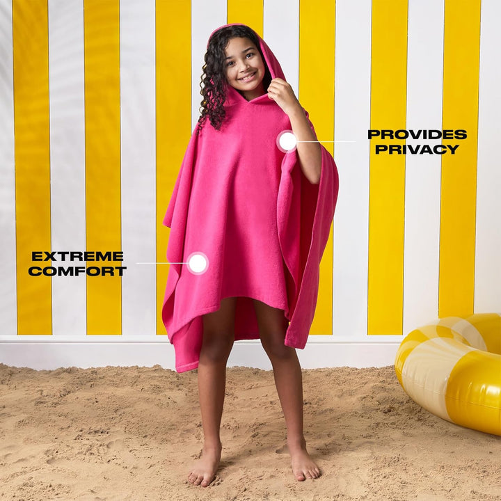 Brentfords Schnelltrocknender Surfponcho Kinder mit Kapuze Einheitsgrösse Rosa, Bademantel für Stran