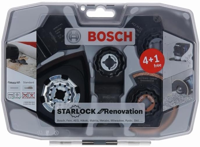 Bosch Professional 5 tlg. Starlock Multitool Set (für Holz, Metall, Multimaterial und abrasive Mater