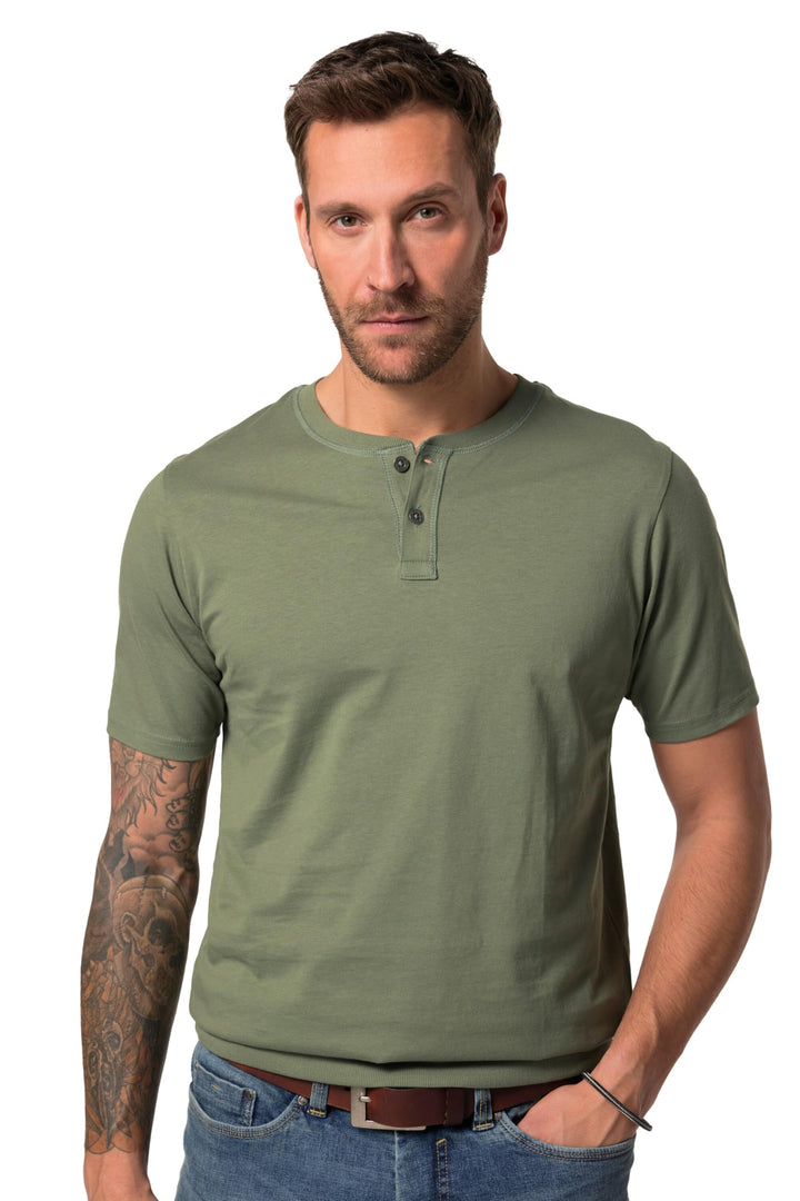 JP 1880 Herren grosse Grössen Übergrössen Menswear L-8XL Henley, Bauchfit, Halbarm, Rundhals 818628