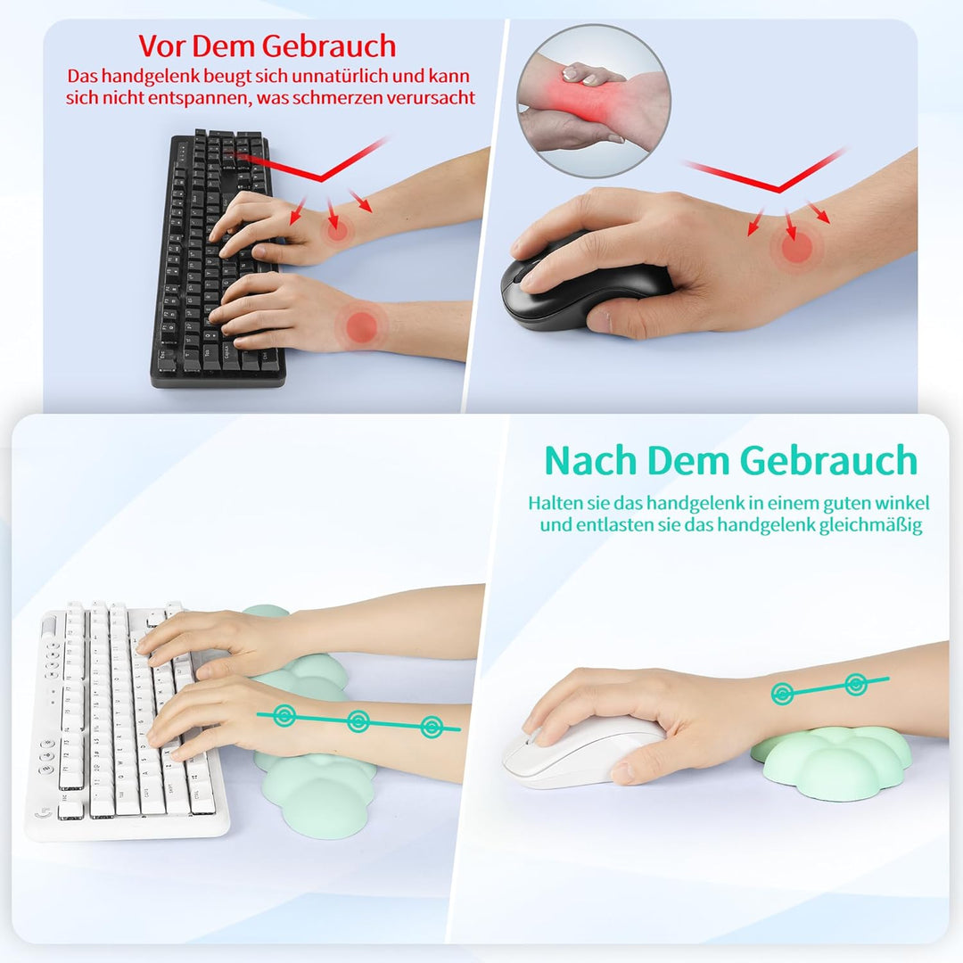 Sushret Wolke Handballenauflage Tastatur, Ergonomisches Wolke Handauflage Tastatur Mit Pu Leder Memo