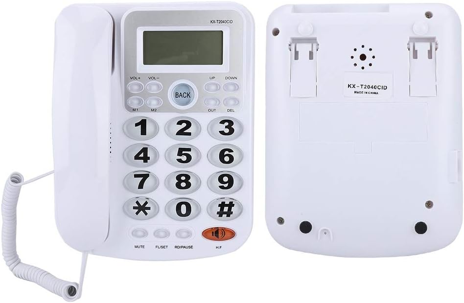 ASHATA Schnurgebundes Telefon, Schnurtelefon LCD Display Desktop Telefon mit Grosse Tasten,Freisprec