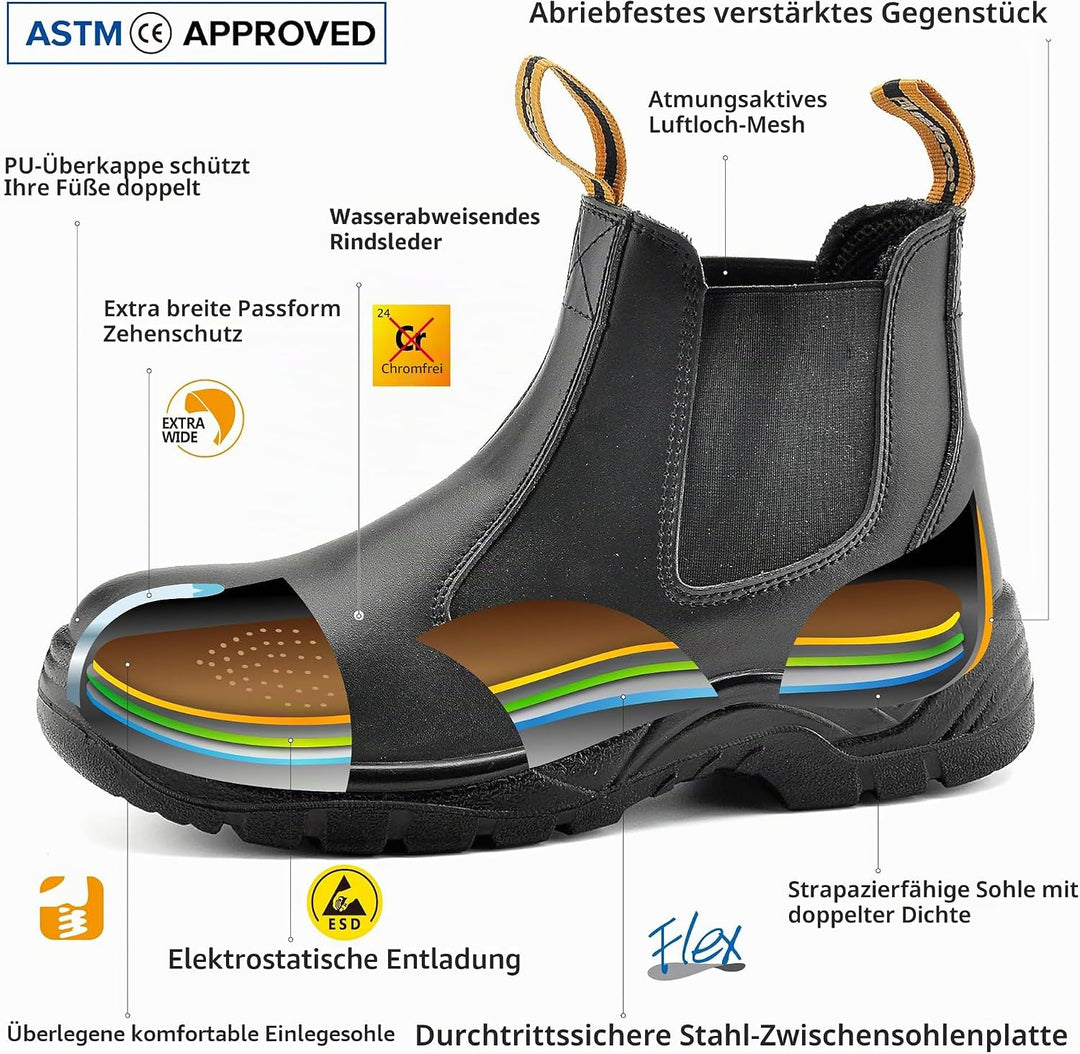 SAFETOE Sicherheitsstiefel Arbeitsschuhe mit Stahlkappe M8025 (S3 klassischer Artikel) von Anti-Punk