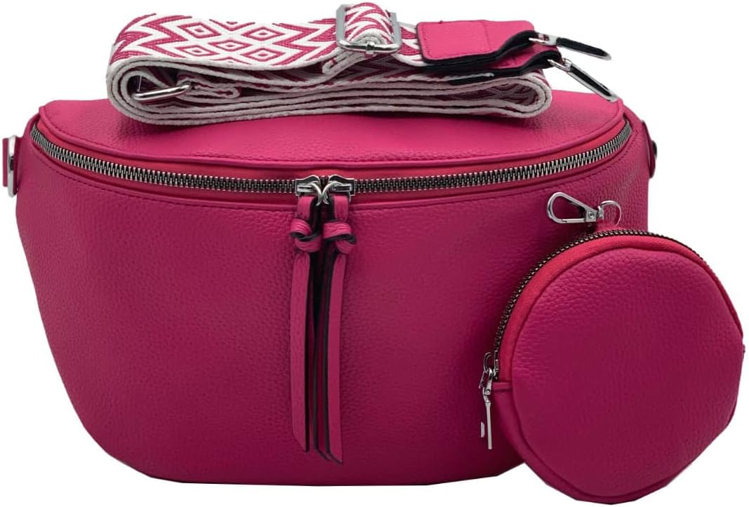 stylx Crossbody Bag Damen Leder Breiter Gurt Handtasche Umhängetasche Moderne Taschen mit breitem Sc