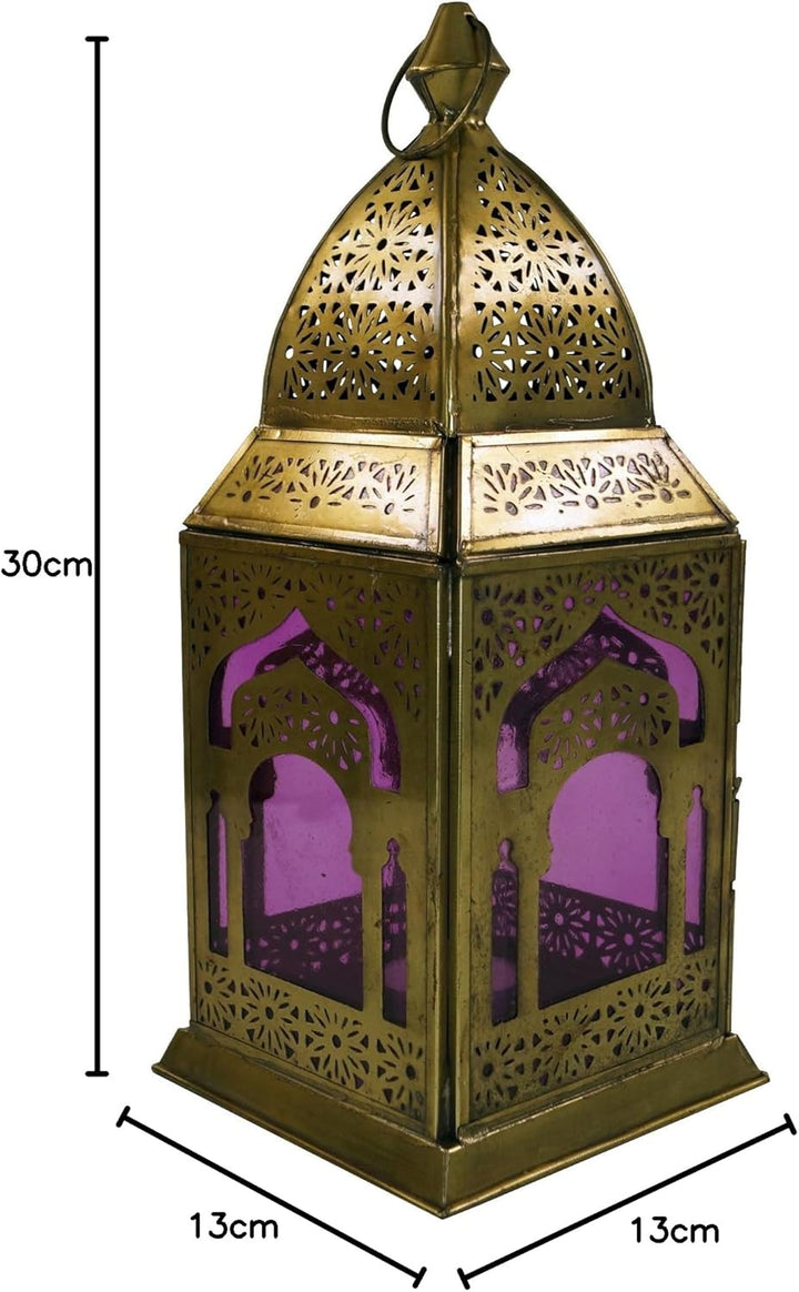 GURU SHOP Orientalische Metall/Glas Laterne in Marrokanischem Design, Windlicht, Gelb, Farbe: Gelb,