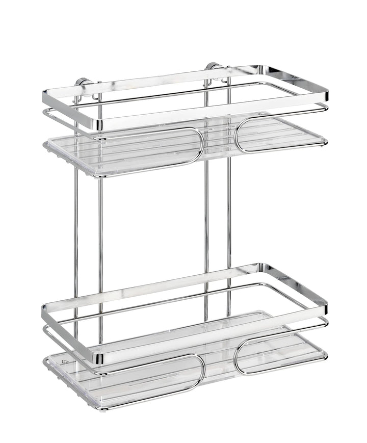 WENKO Wandregal 2 Etagen Premium Edelstahl, Edelstahl rostfrei, 24 x 27 x 13.5 cm, Glänzend, 2 Etage