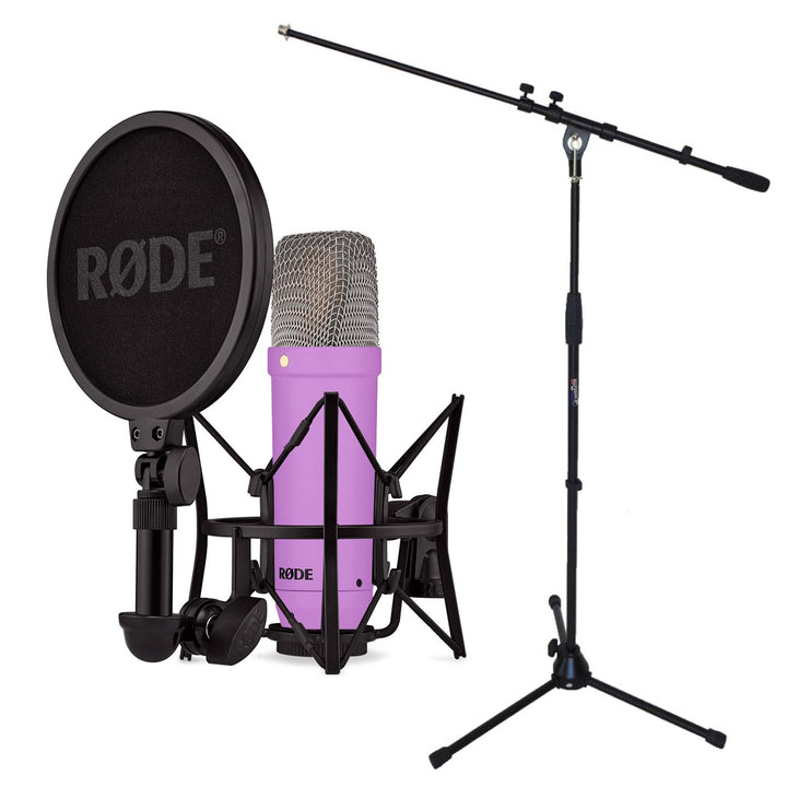 Rode NT1 Signature Purple Studio-Mikrofon Lila + keepdrum Mikrofonständer mit Mikrofonständer Lila,