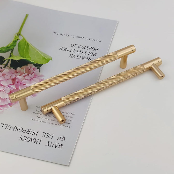 Pexintek 6 Stück Schrankgriffe Gold Moderne Griffe Möbel Möbelgriffe 160mm Lochabstand Türgriffe küc