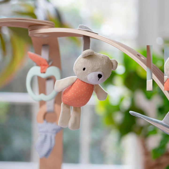 Ingenuity, Cozy Spot Loamy Spielmatte mit Spielbogen aus Holz, Spieldecke mit abnehmbaren Spielzeuge