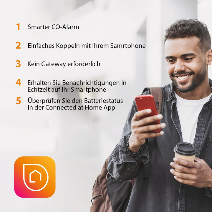 Smartwares Co-Detektor – 85 dB – Sensor 10 Jahre – Benachrichtigungen über App – Testknopf & Stummkn