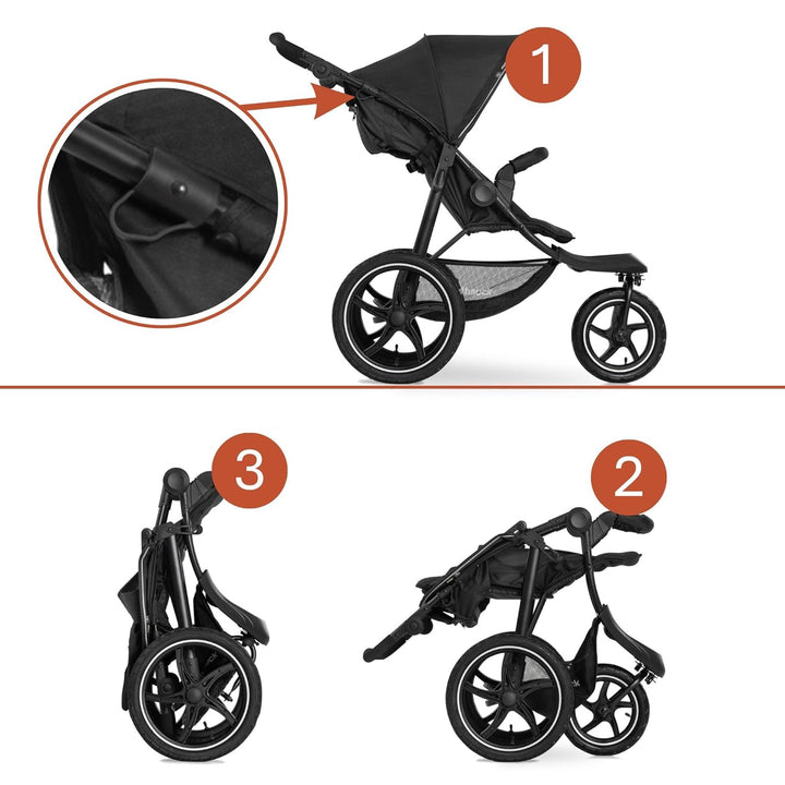 Hauck Kinder Buggy Runner 2, Grosse Luftreifen 3 Rad, Bis 25 kg, mit Liegefunktion und Netzfenster,