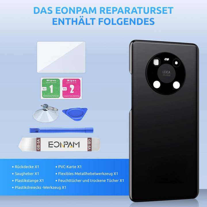 Eonpam Akkudeckel für Huawei Mate 40 Pro Rückseite Glas Original Backcover Back Glas Ersatz Reparatu