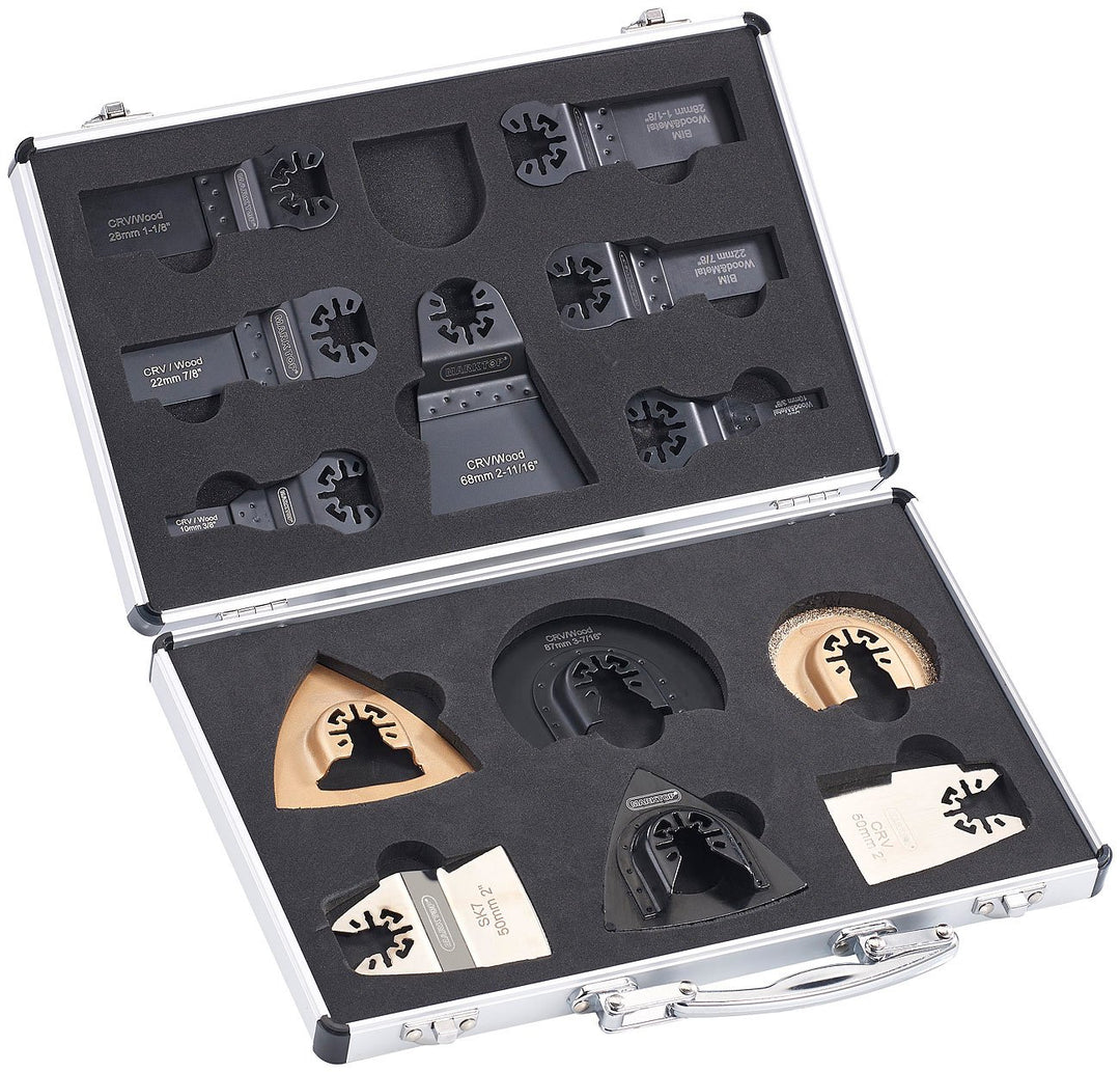 AGT Professional Multitool Sägeblätter: Werkzeug-Zubehör-Koffer für Multitools, Schnellspann-Aufnahm