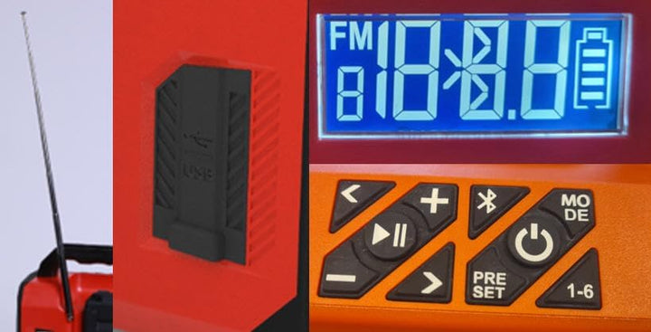 FERM Akku-Baustellenradio 20 V – Bluetooth 5.0 Lautsprecher mit FM-Radio, USB-Ladefunktion, Stereo 2