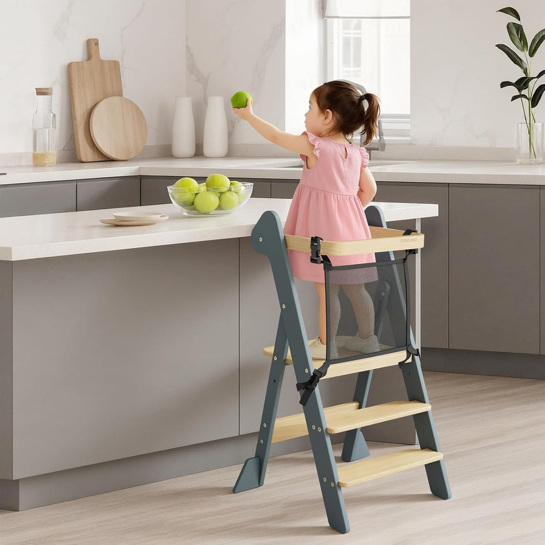 COSYLAND Lernturm ab 1 Jahr klappbar – iF Design Award Gewinner, höhenverstellbarer Lernturm mit Sic