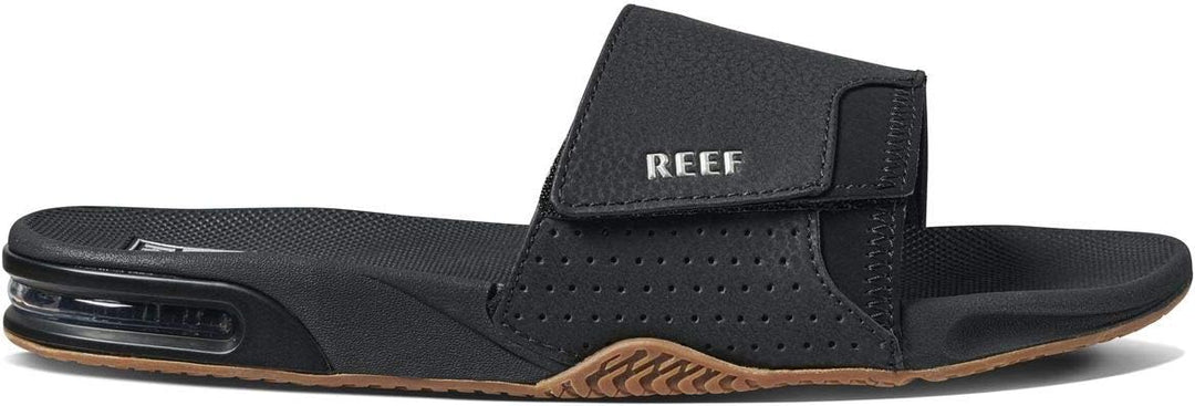 Reef Herren Fanning Slide Flipflop 37.5 EU Black Silver, 39 EU