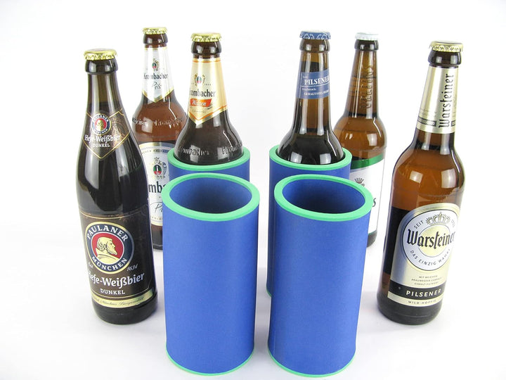 4er Set Blaue Getränkekühler 0,5l Flasche - Bierkühler - Neoprenkühler - passgenau ~Flaschenkühler~