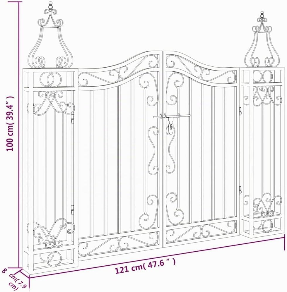 vidaXL Gartentor, Tor für Garten Terrasse, Zauntor mit Bolzenverriegelung, Eisentor Metalltor Aussen