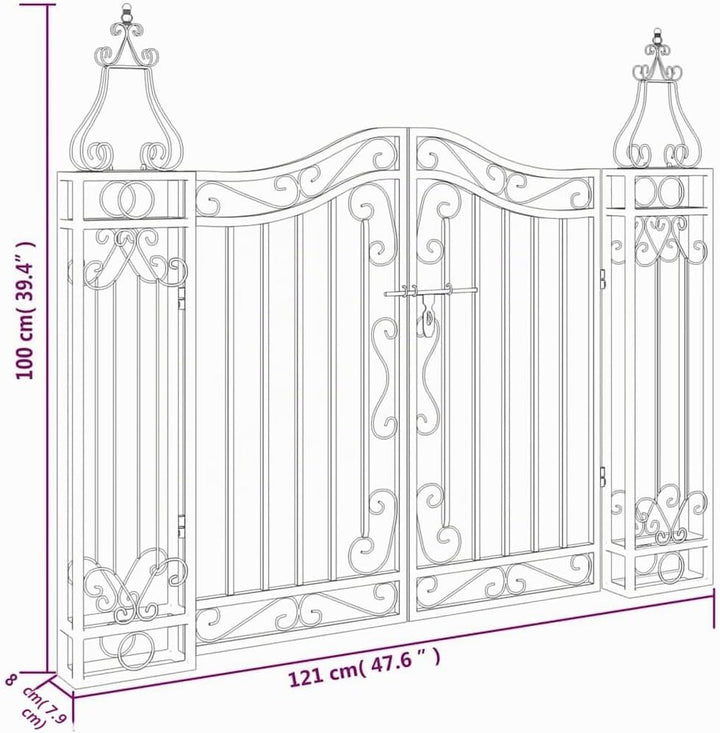 vidaXL Gartentor, Tor für Garten Terrasse, Zauntor mit Bolzenverriegelung, Eisentor Metalltor Aussen