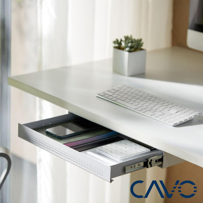 CAVO Dokumentenschublade aus Stahl 410 x 272 mm grau, Schreibtischschublade Unterbauschublade, 410 x
