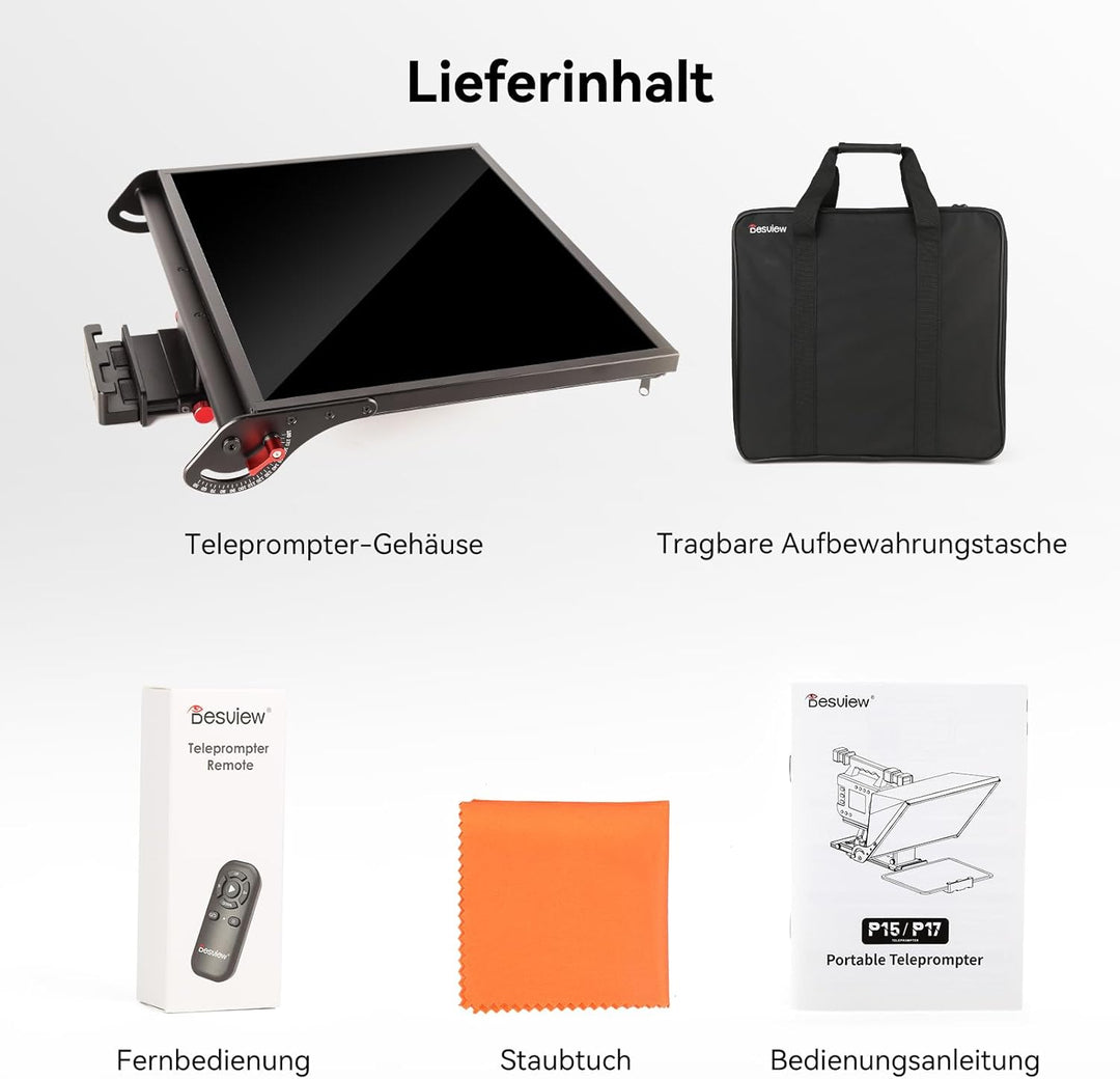 Desview P17 Teleprompter Aluminiumlegierung 17 Zoll, Prompter für iPad/Tablet mit Fernbedienung und