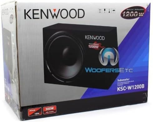 Kenwood KSC-W1200B Subwoofer (300mm, 1200 Watt),Schwarz Single, Single