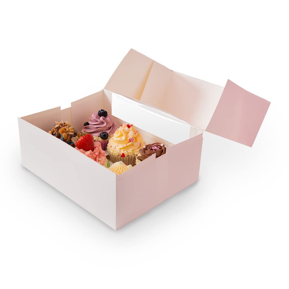 GREENBOX 6er Cupcake Muffin Box Karton mit grossem Sichtfenster inkl. Einlage I 25 Stück Patisseries