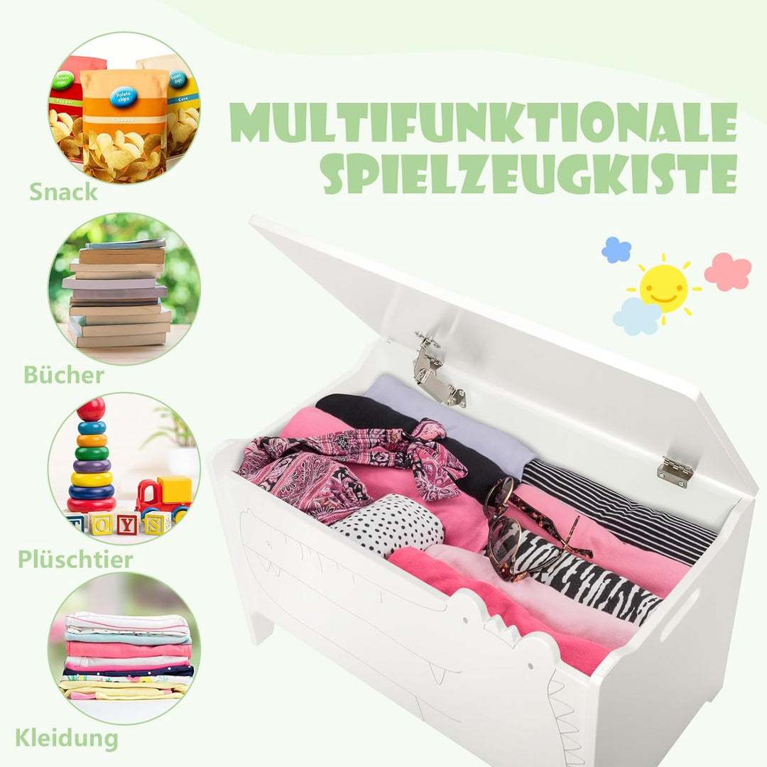 COSTWAY Spielzeugtruhe aus Holz, 2 in 1 Spielzeugschrank und Sitzbank, Spielzeugkiste 60 x 33 x 37,5
