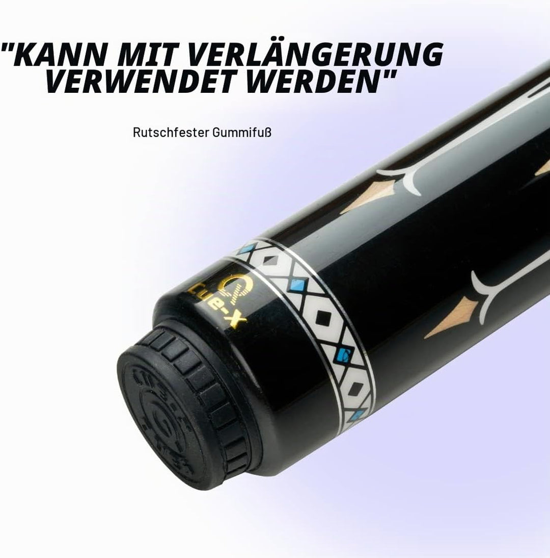KONLLEN CUE-X Kohlefaser Pool Queue Leder Schwarz Technologie Low Deflection Billard HQ-06BF, 12,5 m