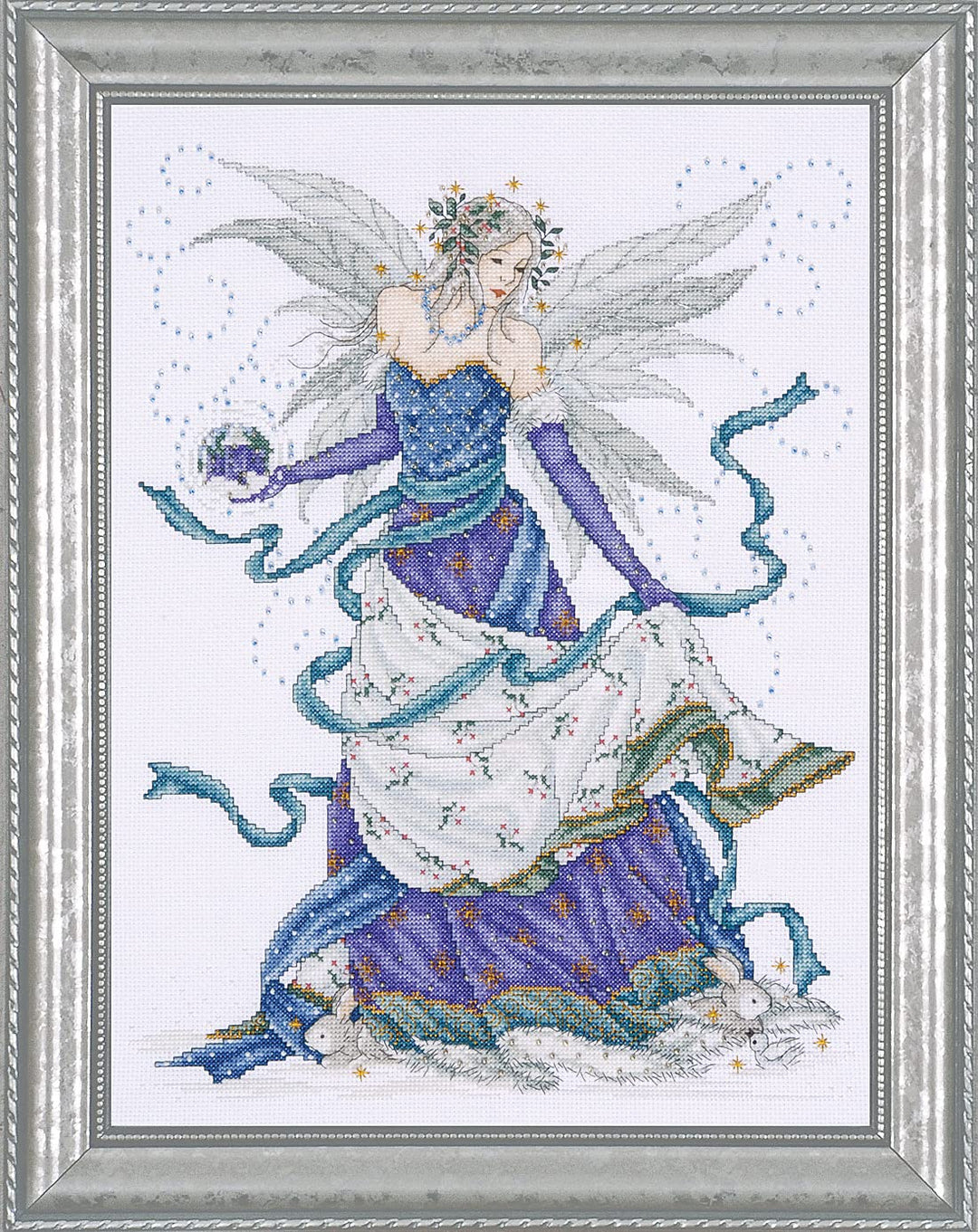 Design Works Crafts Eisfee Kreuzstich-Set nach Zählmuster, Stoff, Blau, Lila, Weiss