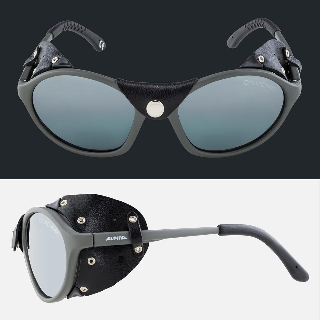 ALPINA SIBIRIA - Kat.4 Gletscherbrille mit seitl. Blend- & Windschutz aus Leder und Gletscherbrille1