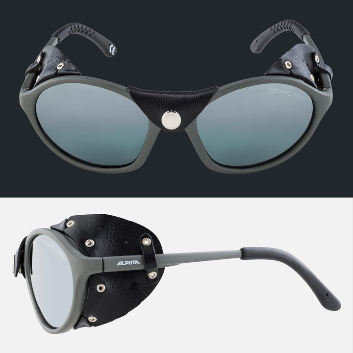 ALPINA SIBIRIA - Kat.4 Gletscherbrille mit seitl. Blend- & Windschutz aus Leder und Gletscherbrille1