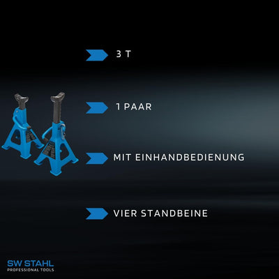 SW-Stahl 20465L Unterstellbock, 3 t, 1 Paar I 2 Stück I Kfz Bock I Unterstellbock höhenverstellbar A