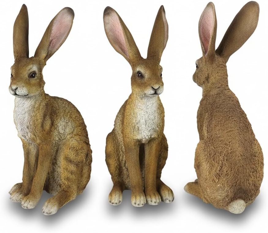 Arnusa Tierfigur Feldhase lebensgross 51cm Gartenfigur Hase Rammler Gartendekoration