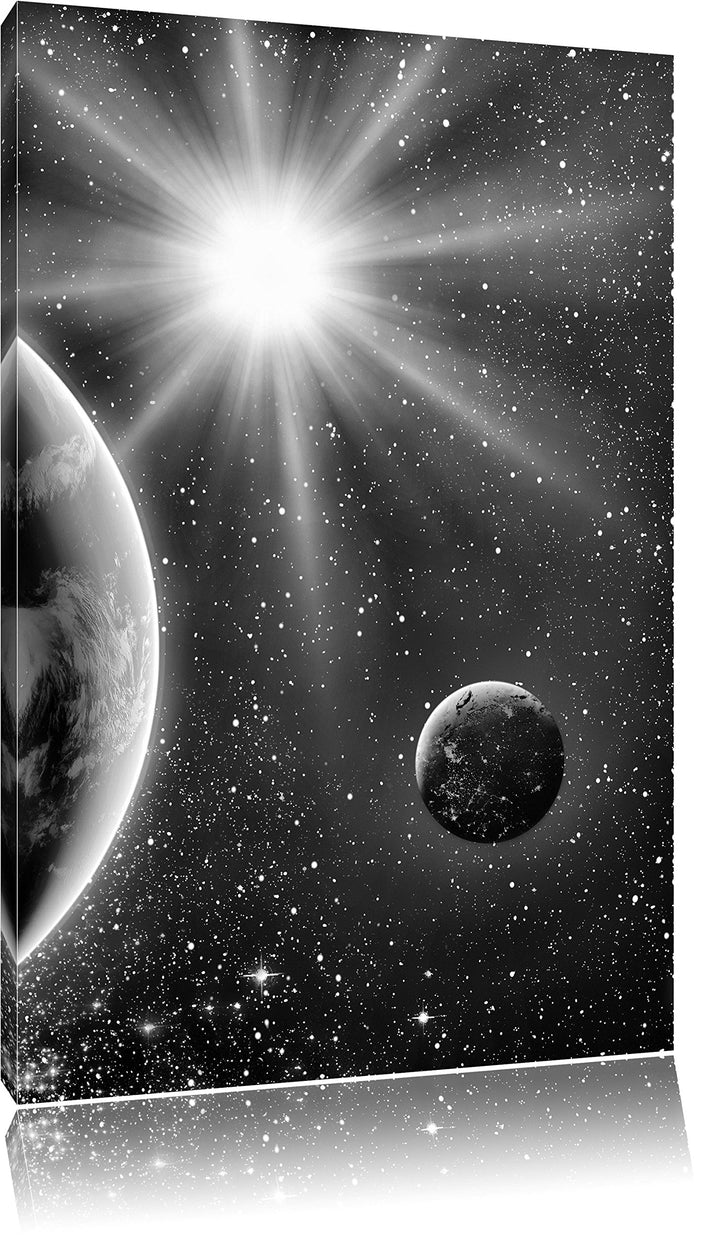 Pixxprint Monocrome, Erde im Weltall, Format: 100x70 auf Leinwand, 100x70