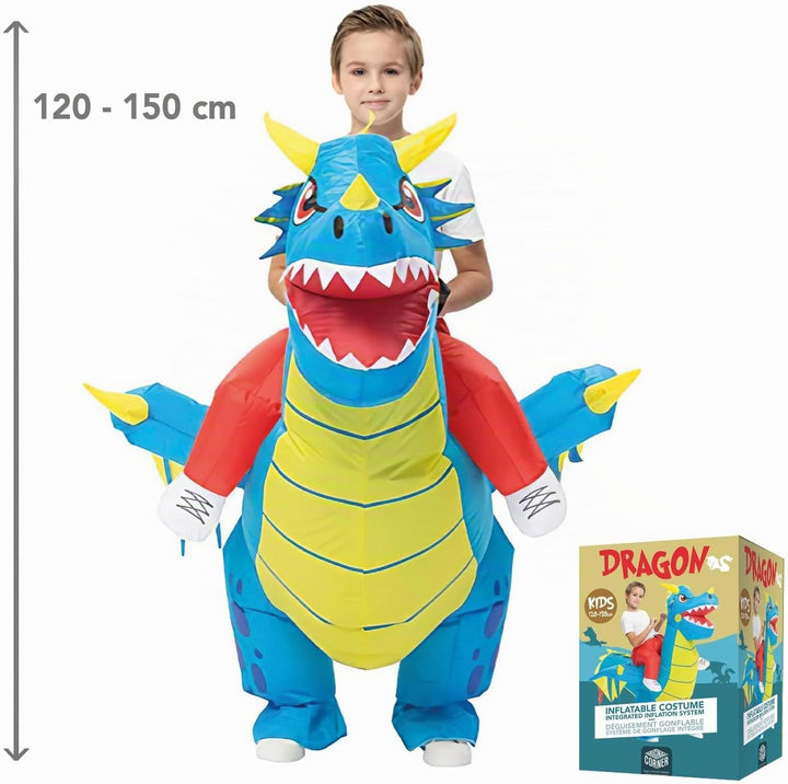 AirSuit® Aufblasbares Drachenkostüm für Kinder | Grösse 120 bis 150cm | Aus sehr strapazierfähigem P