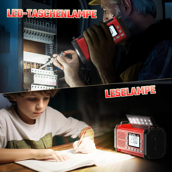 PRUNUS J-924D Digital Radio DAB+/UKW, Kurbelradio Notfall mit 10000mAh Akku, DAB Radio mit Bluetooth