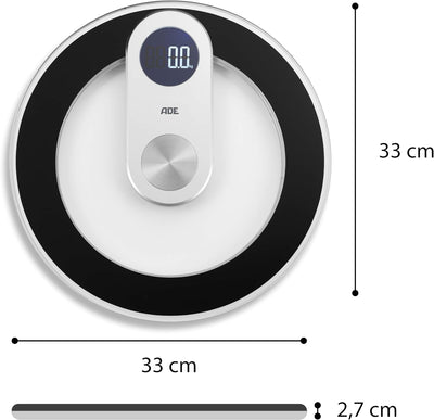 ADE Digitale Körperwaage aus Glas | hochpräzise Ergebnisse | stylische blaue LED-Beleuchtung | LED-D