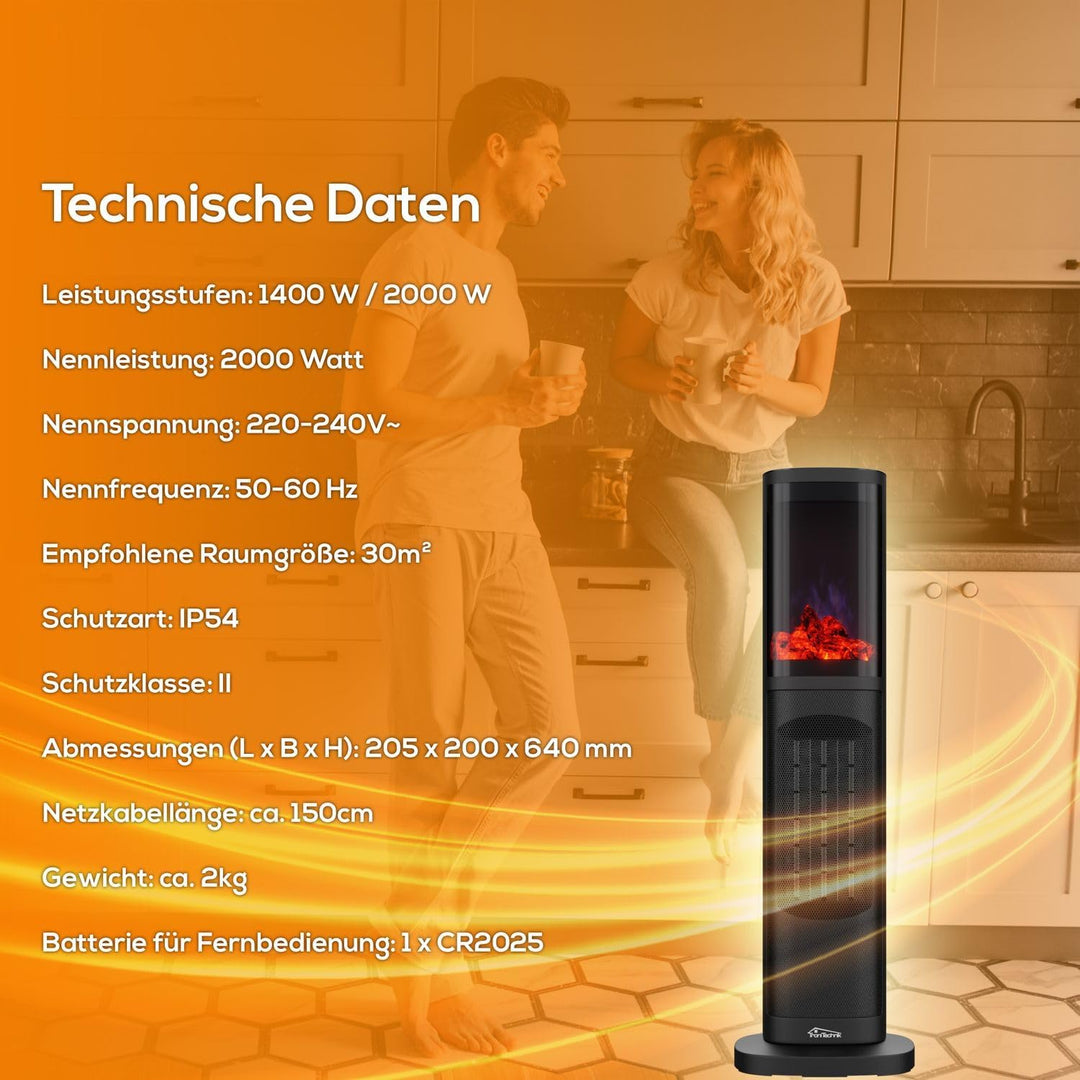 Tronitechnik® Infrarot Turm-Keramik-Heizer Elektro-Heizer 2000 Watt, Heizstrahler Standheizstrahler