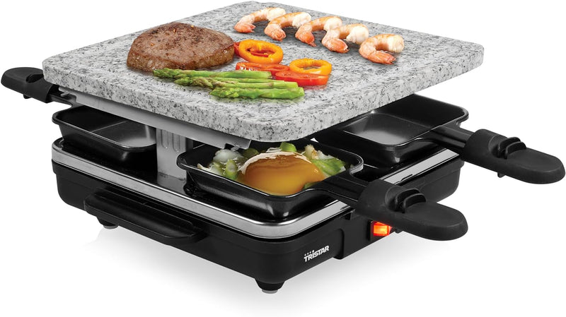 Tristar Raclette RA-2745 – Steingrillplatte – für bis zu 4 Personen – Grillfläche 21 x 21 cm 4 Black