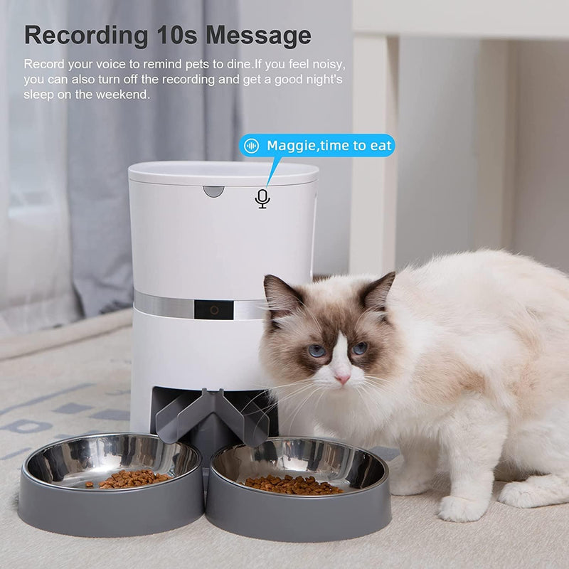 WellToBe Smart Futterautomat Katze und Hund, WiFi Automatischer Futterspender für 2 Katze, Pet Feede