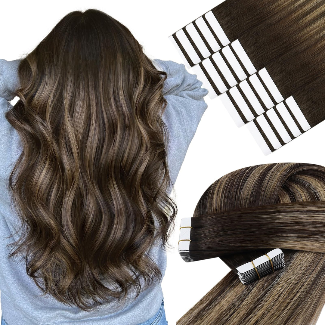 YoungSee Echthaar Extensions Tape Ombre Tape in Extensions Echthaar Kurz 30 cm Tape Haarverlangerung