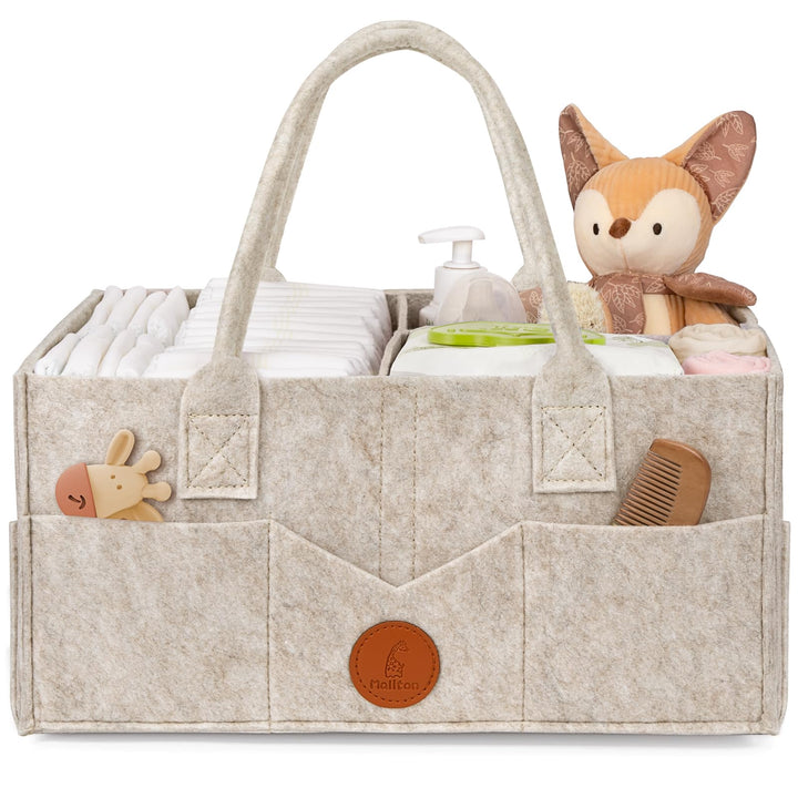 Maliton Wickeltisch Organizer，Baby Windel Caddy Newborn Essentials ，Robuster Tragbarer Filztasche, B